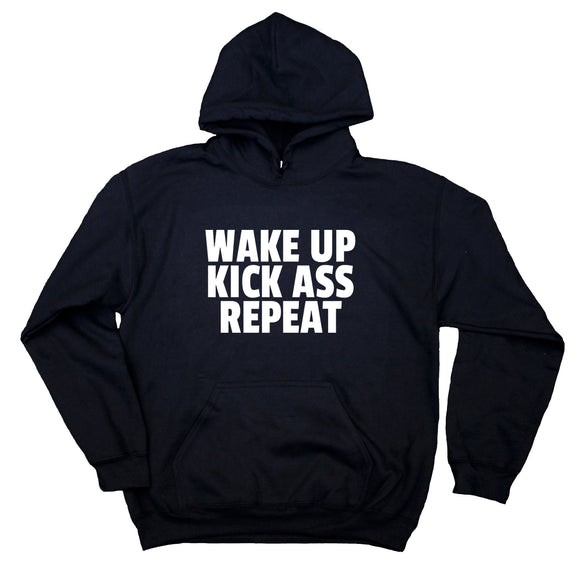 Wake Up Kick As Repeat Sweatshirt Fitness Work Out Gym Hoodie