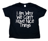 I Am Why We Can't Have Nice Things Toddler Shirt Funny Boy Girl Kids Birthday Clothing