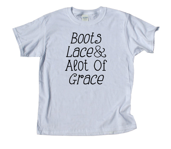 Boots Lace And A Lot Of Grace Youth Shirt Funny Cute Country Girls Kids Clothing T-shirt