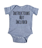 Instructions Not Included Baby Bodysuit Funny Cute First Child Newborn Infant Girl Boy Baby Shower Gift Clothing