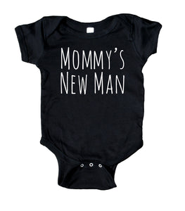 Mommy's New Man Baby Bodysuit Funny Boy Newborn Gift Baby Shower Infant Clothing
