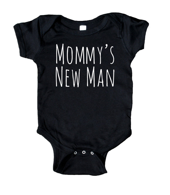 Mommy's New Man Baby Bodysuit Funny Boy Newborn Gift Baby Shower Infant Clothing
