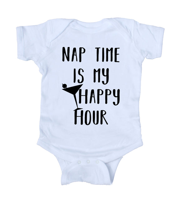 Nap Time Is My Happy Hour Baby Bodysuit Funny Cute Newborn Infant Girl Boy Baby Shower Gift Clothing