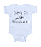 Daddy's Girl And Mommy's World Baby Girls Onesie White