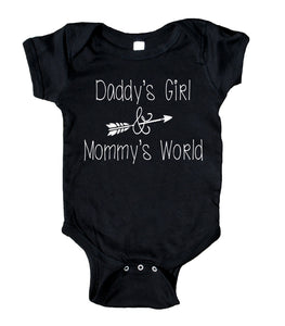 Daddy's Girl And Mommy's World Baby Girls Onesie Grey