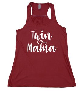 Twin Mama Tank Top Mom of Twins Mom Life Flowy Racer Back Womens Shirt