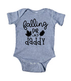 Falling For Daddy Baby Bodysuit Fall Leaves Autumn Newborn Girl Boy Infant Clothing