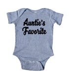 Auntie's Favorite Baby Niece Nephew Onesie Grey