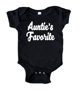 Auntie's Favorite Baby Niece Nephew Onesie Black