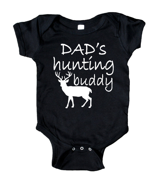 Dad's Hunting Buddy Deer Baby Boy Girl Onesie Black