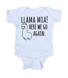Llama Mia Here We Go Again Baby Bodysuit Cute Funny Boy Girl Infant Clothing