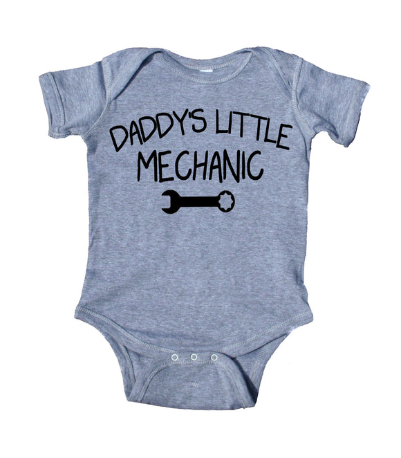 Daddy's Little Mechanic. Tool, Baby Boy's Onesie Grey