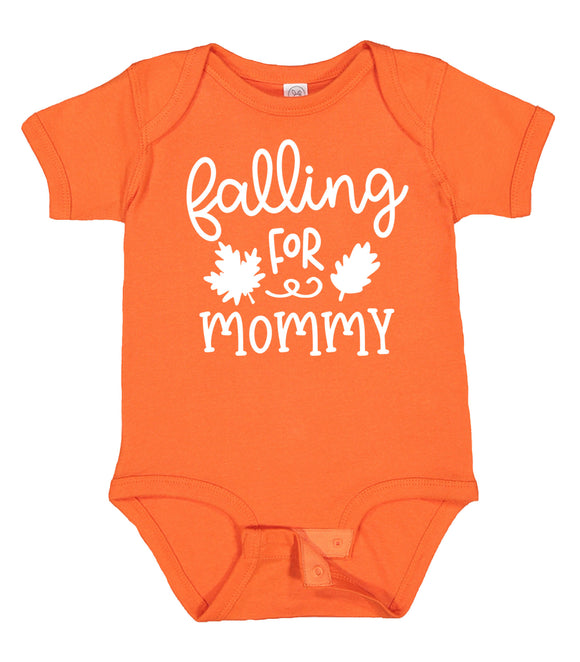 Falling For Mommy Baby Bodysuit Fall Leaves Autumn Newborn Girl Boy Infant Clothing