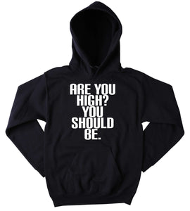 High Hoodie Are You High? You Should Be. Slogan Funny Weed Marijuana Blazing Dope Cannabis Tumblr Sweatshirt