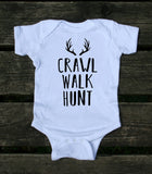 Crawl Walk Hunt Baby Onesie Funny Hunting Family Newborn Infant Kids Girl Boy Baby Shower Gift Clothing
