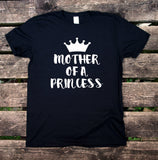 Mom and Baby Daughter Shirts Mother Of A Princess Daughter Of A Queen Matching Outfits Girl Kids Clothing