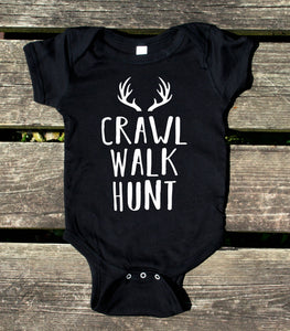 Crawl Walk Hunt Baby Onesie Funny Hunting Family Newborn Infant Kids Girl Boy Baby Shower Gift Clothing
