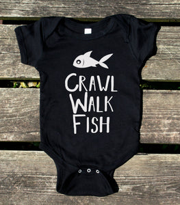 Crawl Walk Fish Baby Onesie Funny Fishing Family Newborn Infant Kids Girl Boy Baby Shower Gift Clothing