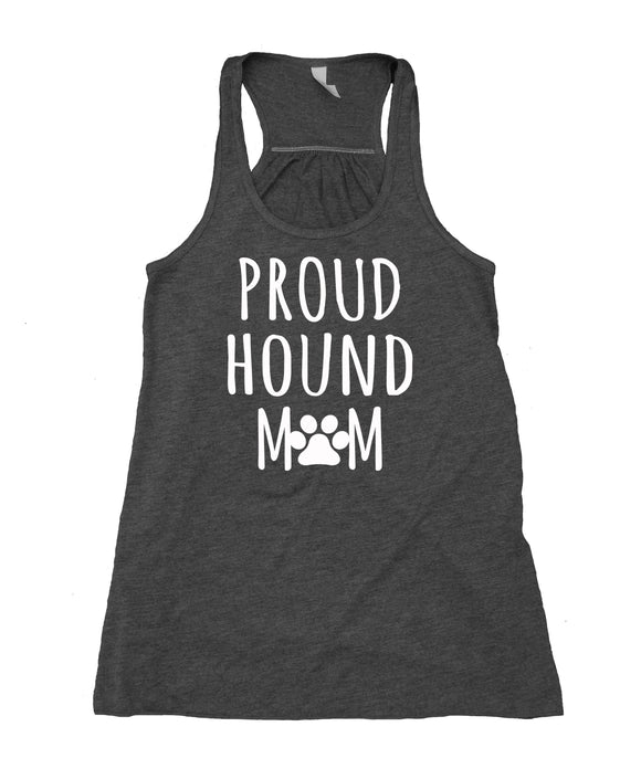 Proud Hound Mom Tank Top Grey Basset Blood Dog Puppy Pet Women's Flowy Racerback Tank