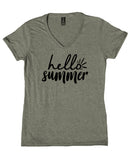 Summer Shirt Hello Summer Vacation Sun Beach Hot Weather V-Neck T-Shirt