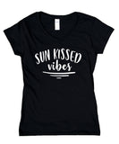 Sun Kissed Vibes Shirt Tanning Sunny Vacation Vacay Beach V-Neck T-Shirt