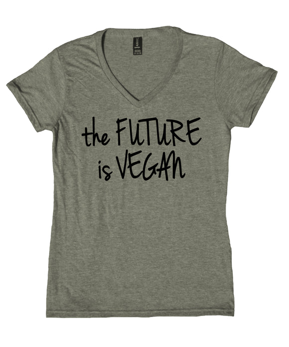 The Future Is Vegan Shirt Veganism Plant Based Activist V-Neck T-Shirt