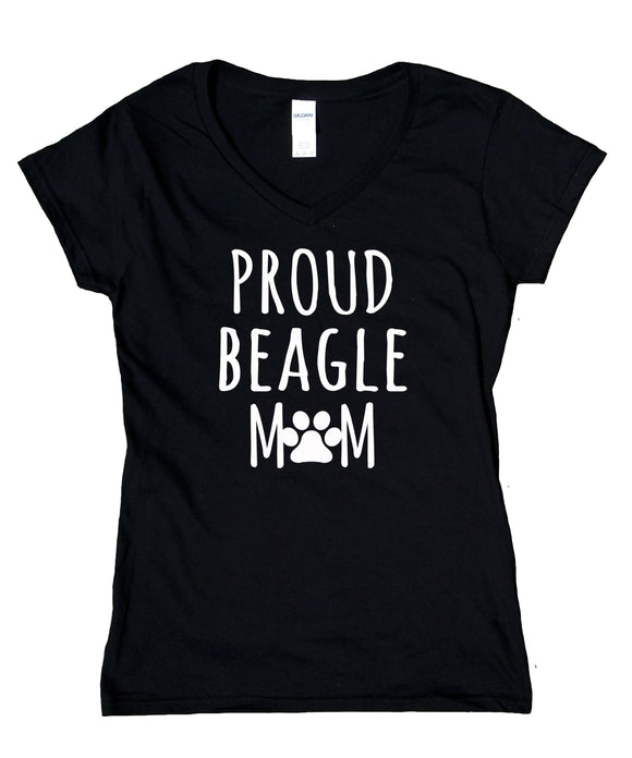 Proud Beagle Mom Shirt Beagle Dog Breed Puppy V-Neck T-Shirt