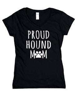 Proud Hound Mom Shirt Hound Dog Breed Puppy V-Neck T-Shirt