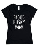 Proud Husky Mom Shirt Husky Dog Breed Puppy V-Neck T-Shirt