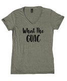 What The Guac Shirt Guacamole Taco Pun Vegetarian Vegan V-Neck T-Shirt
