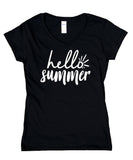 Summer Shirt Hello Summer Vacation Sun Beach Hot Weather V-Neck T-Shirt