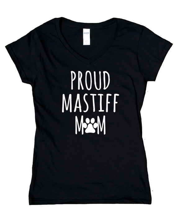 Proud Mastiff Mom Shirt English Bull Mastiff Dog Breed Puppy V-Neck T-Shirt