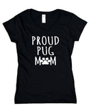 Proud Pug Mom Shirt Pug Dog Breed Puppy V-Neck T-Shirt