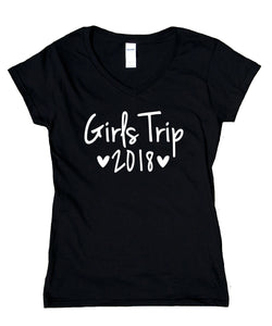 Girls Trip 2018 Shirt Best Friend Vacay Summer Vacation Sun Beach V-Neck T-Shirt