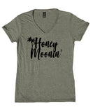 Honey Moon Shirt Honey Moonin' Wedding Newlyweds Gift Beach V-Neck T-Shirt