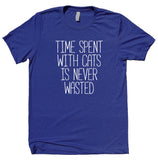 Time Spent With Cats Is Never Wasted Shirt Funny Cat Animal Lover Kitten Owner Clothing T-shirt