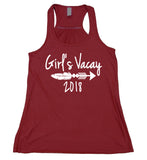 Girls Vacay 2018 Tank Top Vacation Trip Friends Travel Women's Flowy Racerback Tank