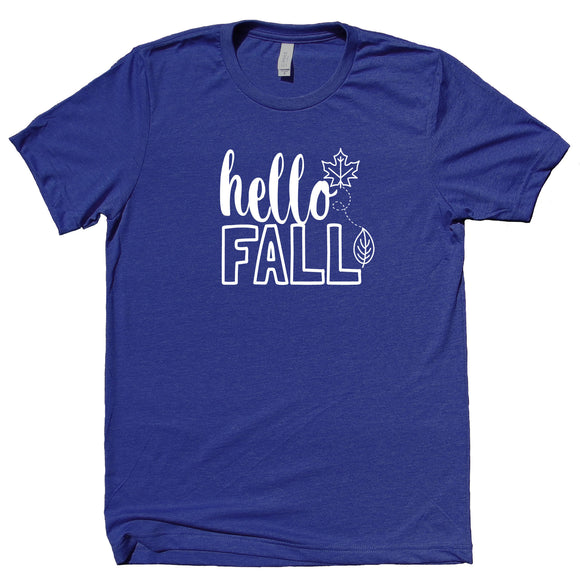 Hello Fall Shirt Leaves Pumpkin Spice October Autumn Thanksgiving T-shirt