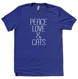 Peace Love And Cats Shirt Funny Hippie Anti War Kitten Owner Clothing T-shirt