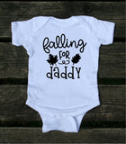 Falling For Daddy Baby Onesie Fall Leaves Autumn Newborn Girl Boy Infant Clothing