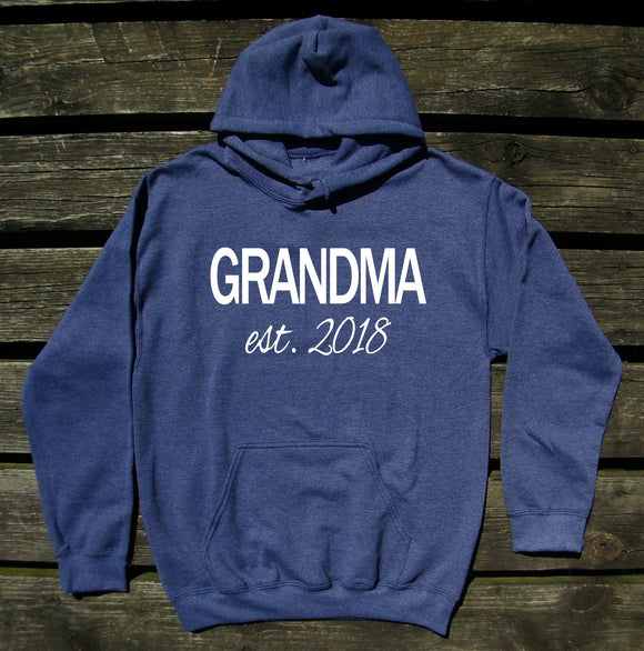 New Grandma Hoodie Grandma Est. 2018 First Time Grammy Sweatshirt