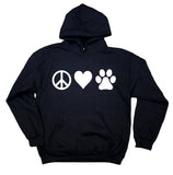 Peace Love Animals Hoodie Cat Dog Mom Paw Print Sweatshirt