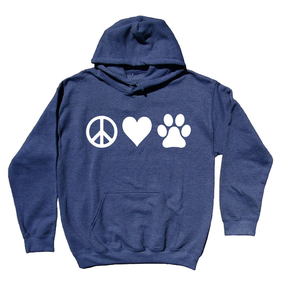 Peace Love Animals Hoodie Cat Dog Mom Paw Print Sweatshirt