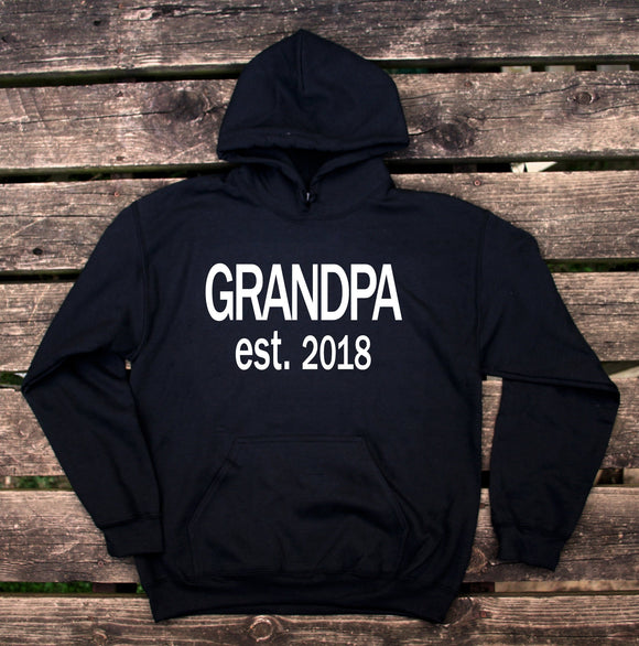 First Time Grandpa Hoodie Grandpa Est. 2018 New Granddad Sweatshirt