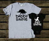 Dad and Baby Matching Outfits Daddy Sauras Baby Sauras Shirts Dinosaur Boy Son Clothing