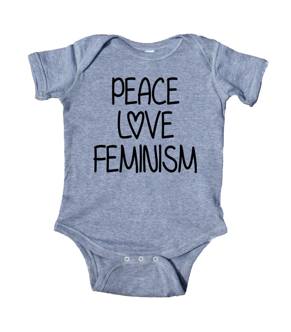 Peace Love Feminism Baby Feminist Boy Girl Onesie