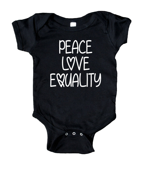 Peace Love Equality Baby Onesie Black